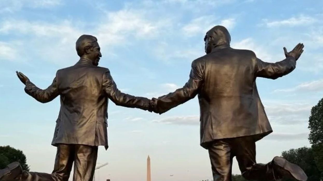 Mysterious group brutally trolls Trump with satirical Trump-Epstein statues