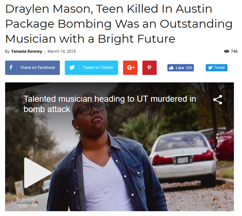 Atlanta Black Star: Draylen Mason, Teen Killed In Austin Package Bombing, Was an Outstanding Musician with a Bright Future
