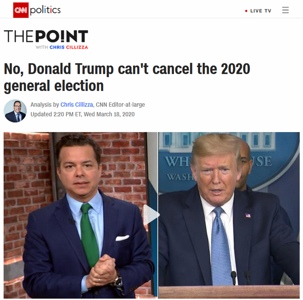 CNN: No, Donald Trump can't cancel the 2020 general election