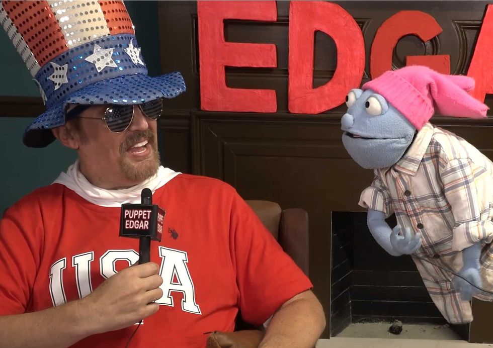 MAGA man arrested for 'lewd acts' at a Trump rally blames Antifa — to a puppet