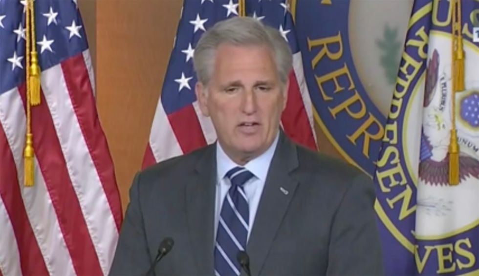 House minority leader's attempt to pin Trump’s latest scandal on Democrats flops after reporter points out this simple fact