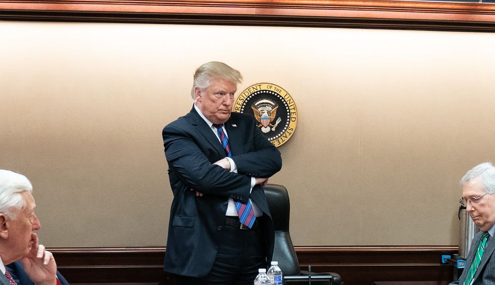 Trump walks off in a huff after reporter confronts him over lie he's told more than 150 times