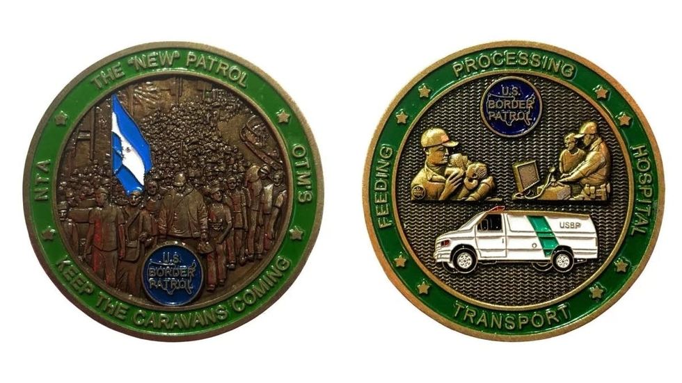 Border Patrol agents are passing around a commemorative coin mocking care for migrant kids