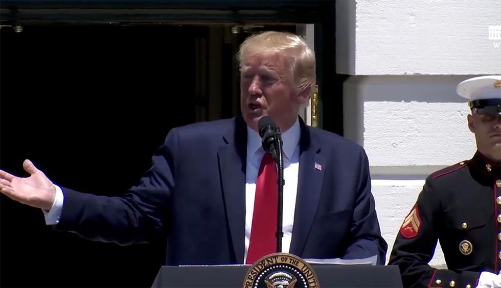 Watch: Trump goes nuts after speech — calls Pelosi ‘very racist’ and claims Ilhan Omar loves al Qaeda