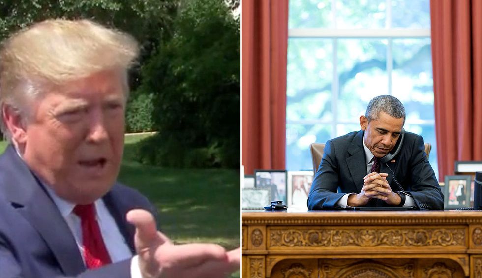 Trump could not stop ranting about Obama when asked about cancelled Denmark trip during rambling 40-minute press gaggle