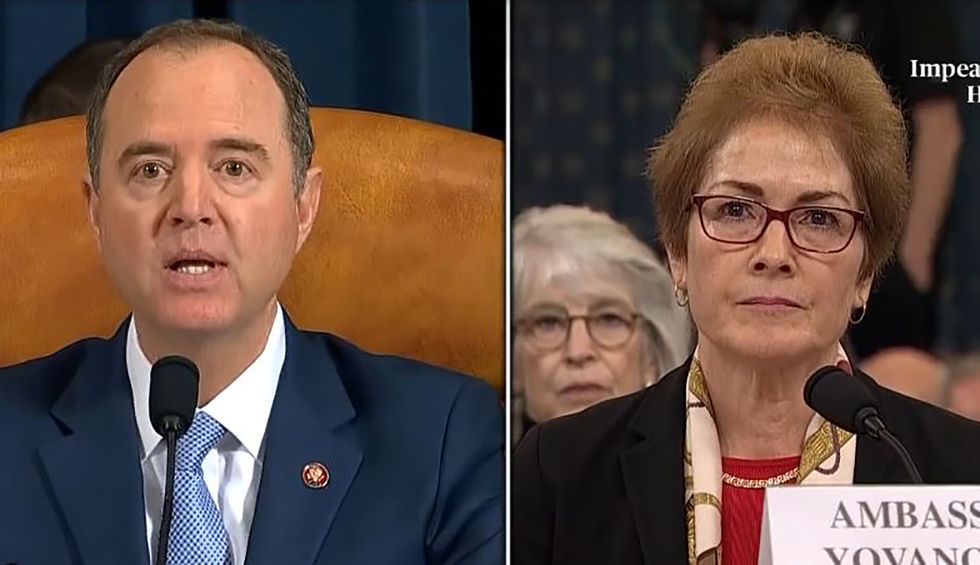 ‘Witness intimidation in real time’: Schiff and Yovanovitch respond to Trump moments after he launches Twitter attacks