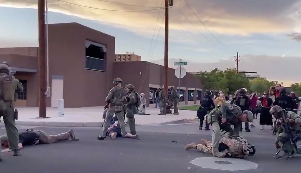 Demonstrator shot in New Mexico as right-wing militia attacks protest over monument to brutal conquistador