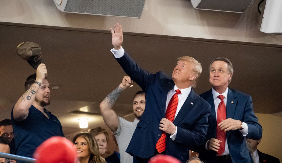 A president who thinks he's above the law got a taste of his own medicine with 'Lock him up!' chants