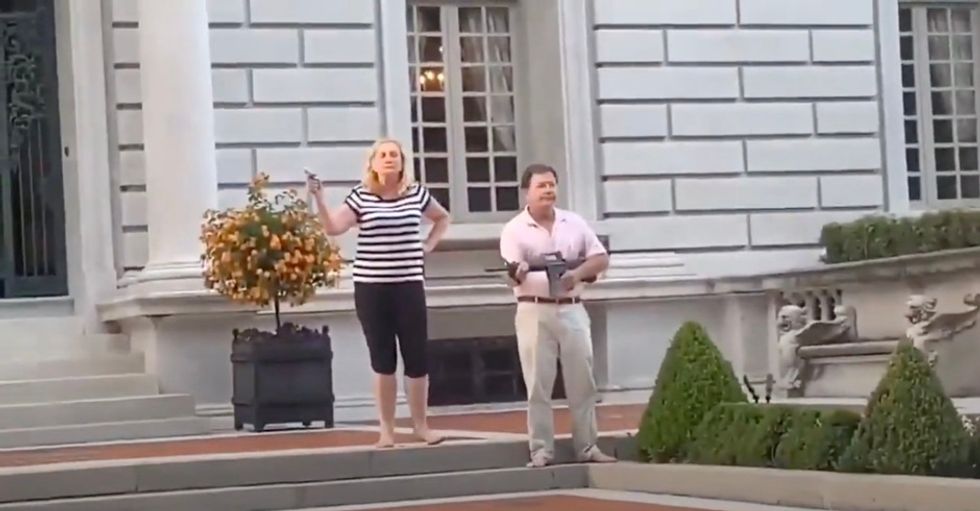 ‘Sending a message to violent MAGAs’: Trump slammed for promoting video of white couple pointing AR-15 at BLM activists