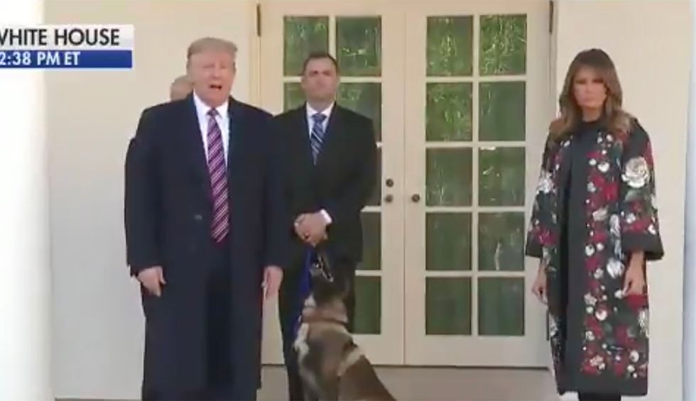 Trump suggests he will sic Army dog on reporters during bizarre White House event: ‘If you open your mouths you will be attacked!’