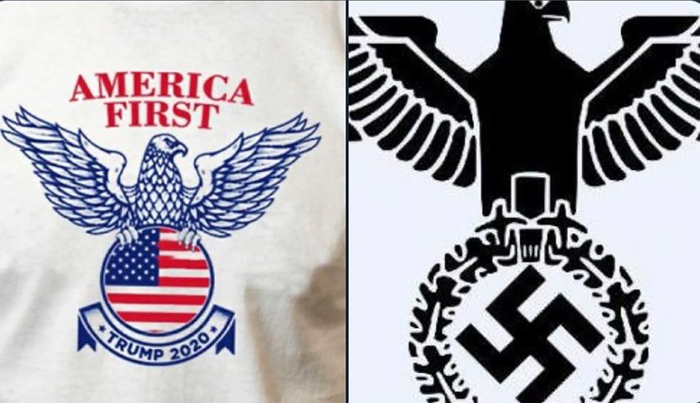 ‘Come on’: Trump campaign’s new T-shirt insignia looks a lot like a Nazi symbol — and even conservatives are noticing