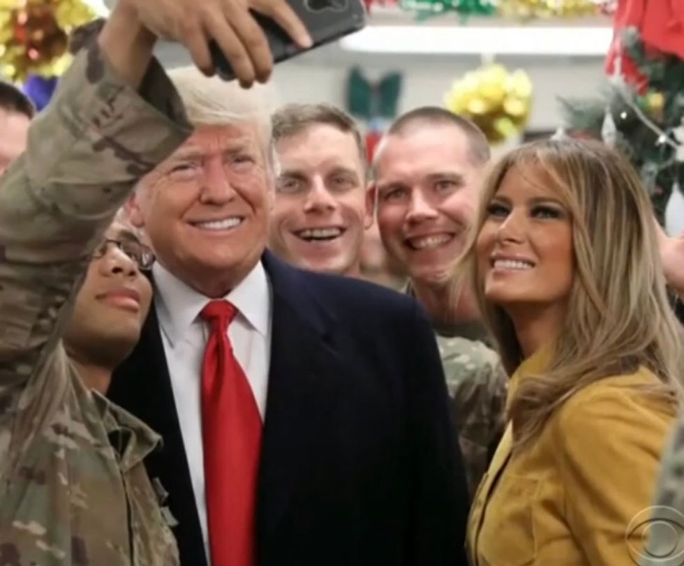 Trump finally visited the troops overseas — and it was an embarrassing mess