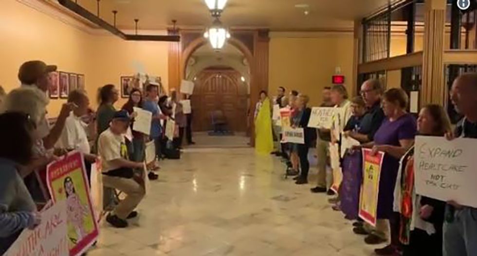 Kansas state Republicans remove press and protestors to silence demands for Medicaid Expansion