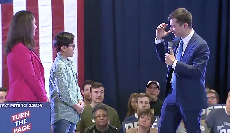 Child at rally asks Pete Buttigieg for advice on coming out
