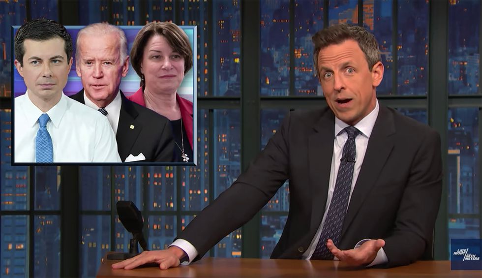 Seth Meyers brutally mocks cable news pundits ‘freaking out’ over Bernie Sanders’ surge