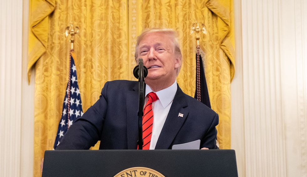 Internet recoils as ‘doped-up’ Trump stumbles through coronavirus press conference