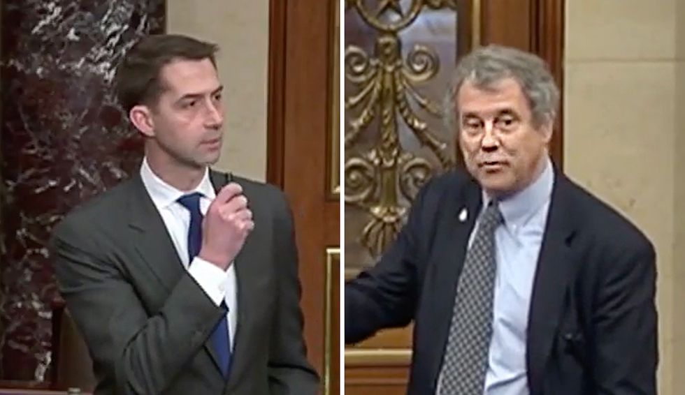 Sherrod Brown accuses Tom Cotton of doing 'the president's bidding' during contentious Senate floor debate
