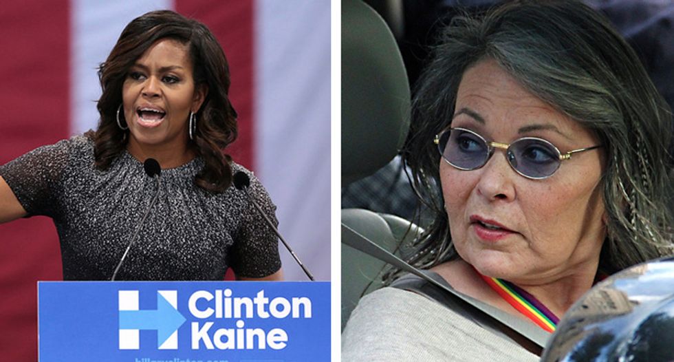 Roseanne Barr claims Michelle Obama got her fired for racist tweet — and calls Trump a 'genius'