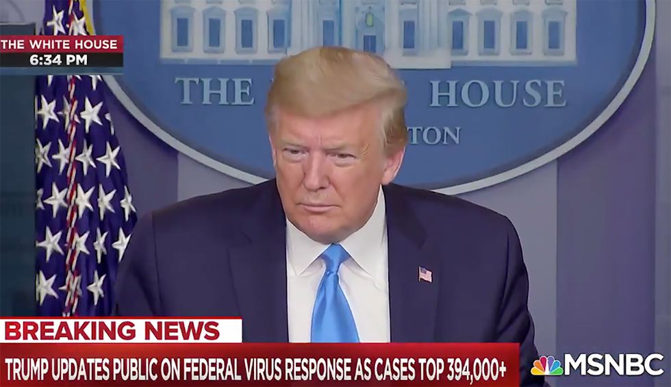 Trump babbles an incoherent response after he gets cornered by a reporter over mail-in voting