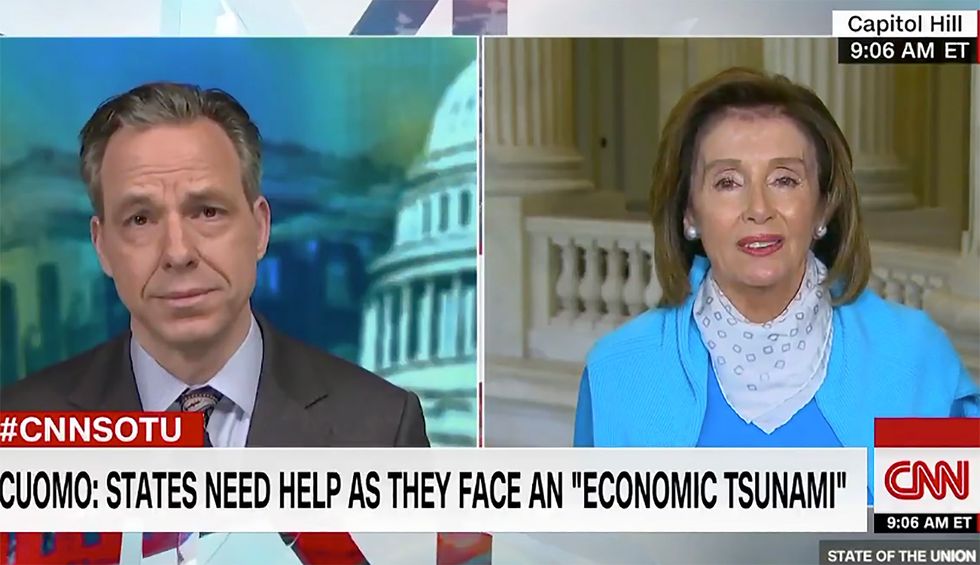 Nancy Pelosi tells CNN's Jake Tapper to 'just calm down' after host asks House speaker if she made a 'tactical mistake' in COVID-19 relief fight