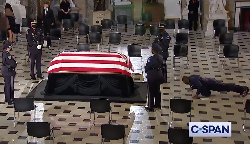 Ruth Bader Ginsburg’s personal trainer honors her memory by doing 3 pushups in front of her casket