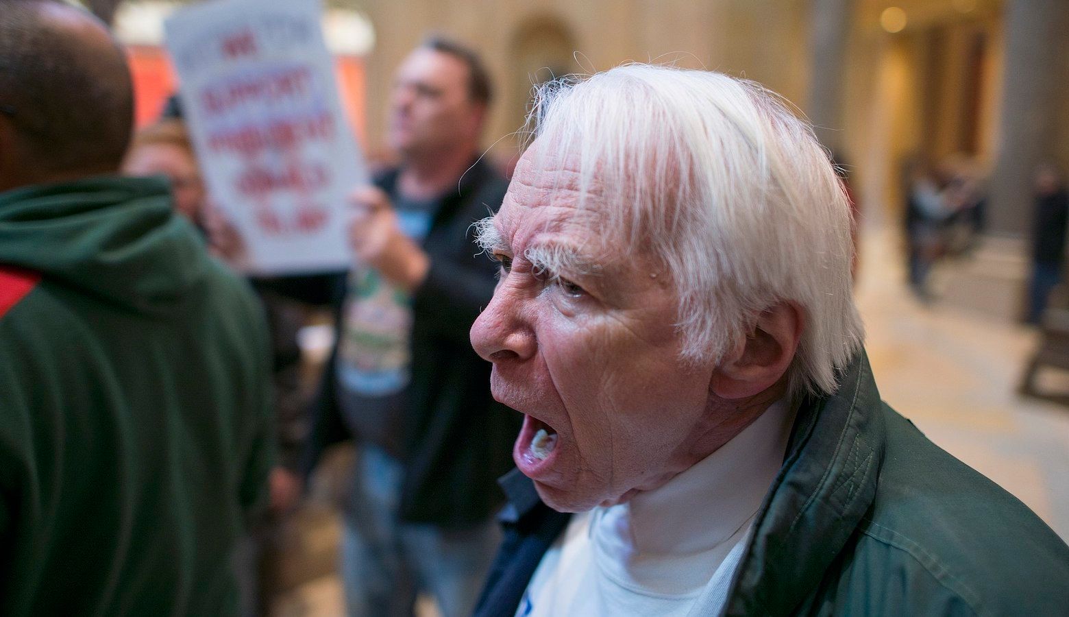 Trump supporter voter yell