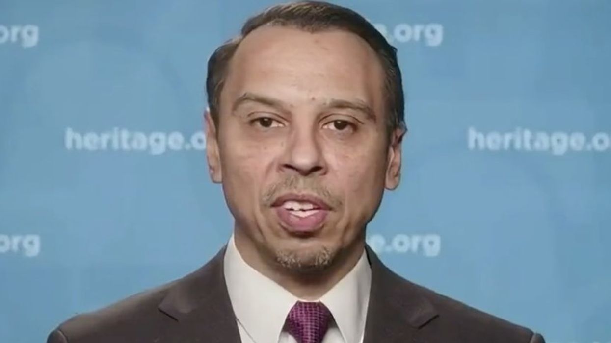 Heritage Foundation VP giddily claims Americans can’t be forced to pledge allegiance to LGBTQ Pride Flag