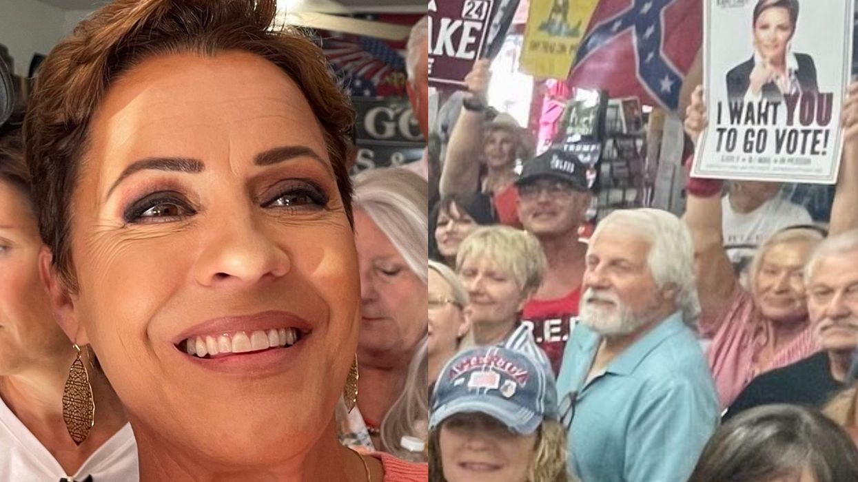 Kari Lake gave election-denying speech in front of Confederate flag