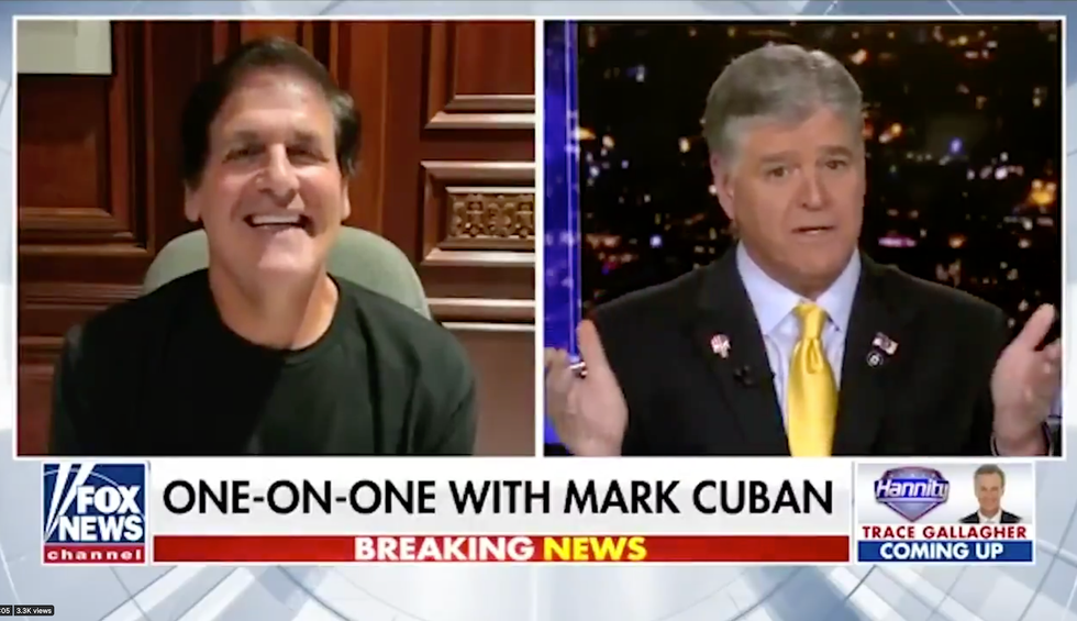 Fox News' Sean Hannity gets caught flat-footed when Mark Cuban demolishes Trump live on air