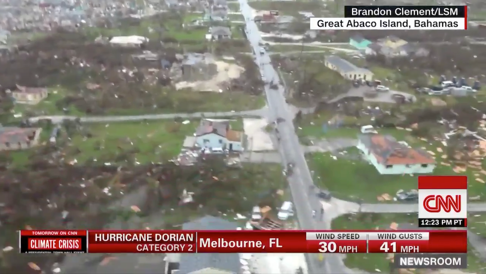 Stunning aerial footage from CNN shows the devastating Hurricane Dorian damage in the Bahamas