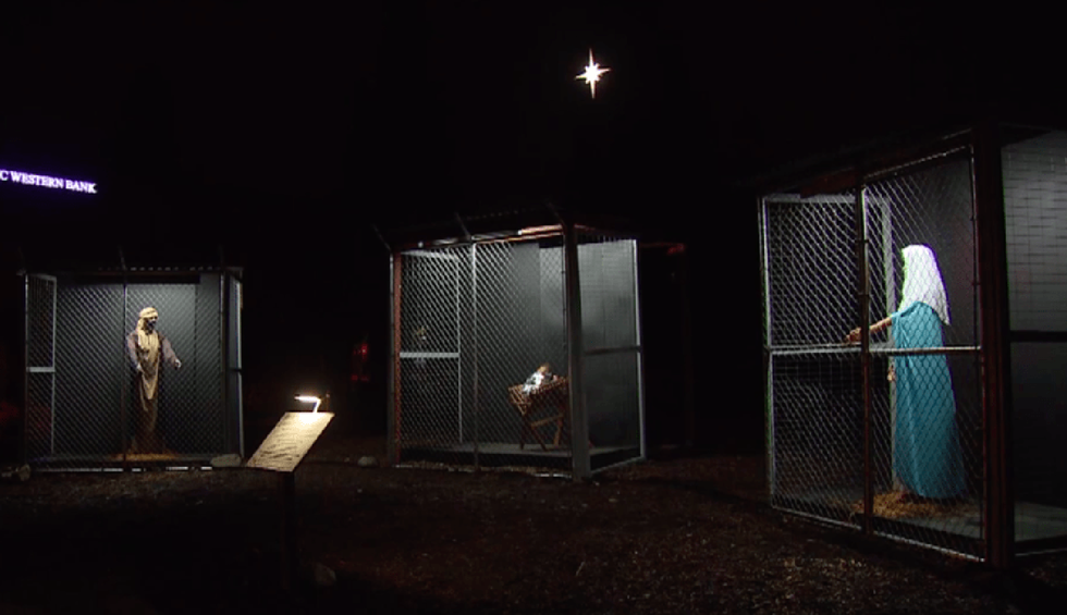 Methodist church's nativity scene depicts Jesus, Mary and Joseph as separated and caged family