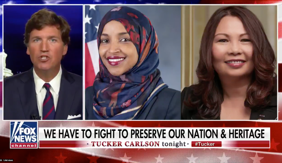 Fox News' Tucker Carlson horrifies viewers with a message disturbingly similar to a white supremacist slogan