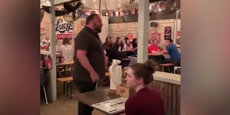 Watch: Alex Jones gets laughed out of a chicken restaurant in Texas