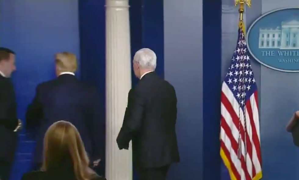 Trump finally shows signs of shame as he flees a press briefing without answering questions after disinfectant fiasco