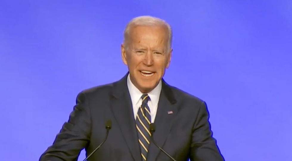 Joe Biden jokes about inappropriate touching during a speech