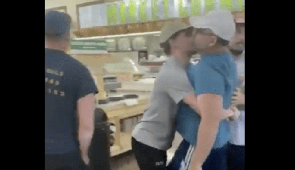 Arizona man's anti-mask temper tantrum goes viral after his son picked him up to carry him away