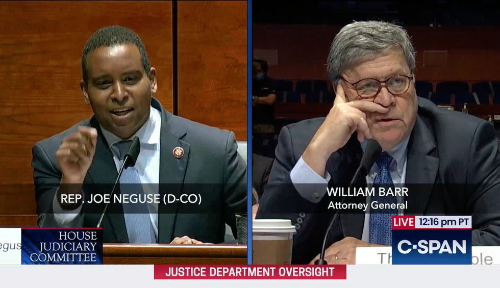 Bill Barr squirms and dodges as Rep. Neguse calls out his repeated lies