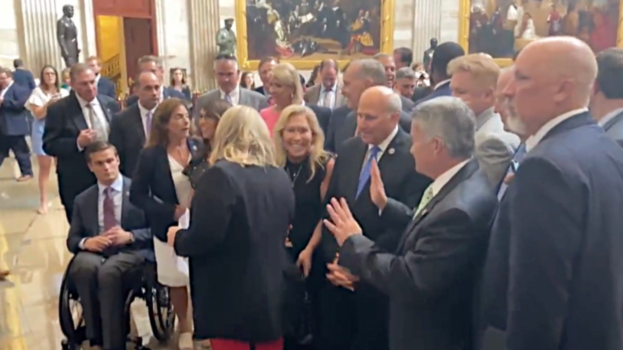 Dozens of House Republicans refusing to wear masks march to the Senate for 'taste of freedom’