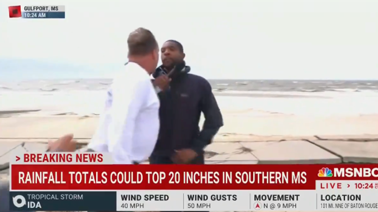Watch: NBC News reporter angrily confronted by 'some wacky guy' while covering Hurricane Ida in Mississippi