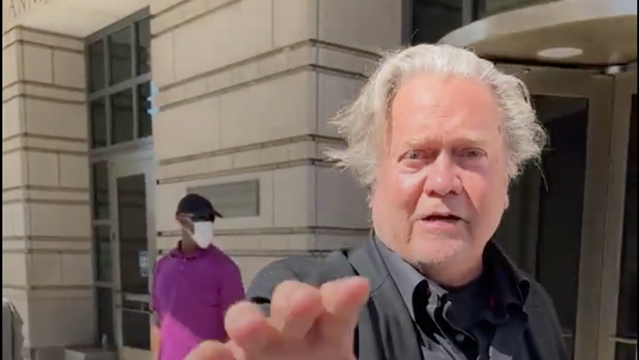 Steve Bannon heckled during rant about Republicans governing for '100 years' outside federal courthouse
