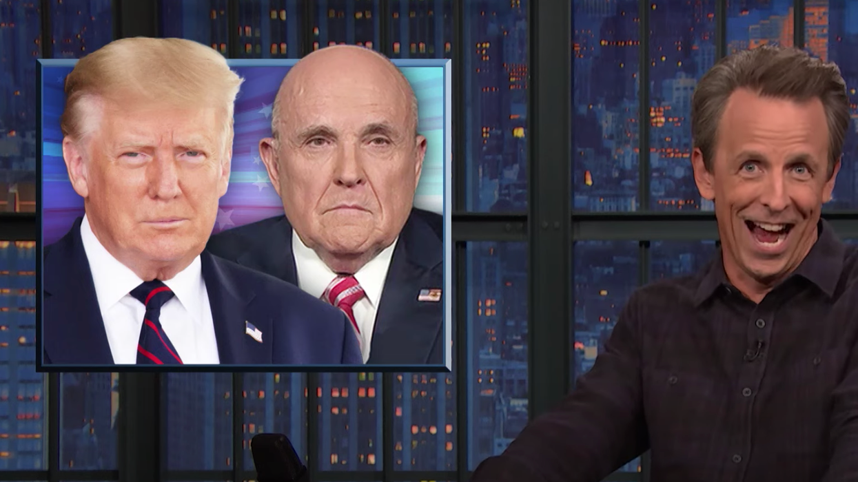 Seth Meyers roasts Donald Trump for reportedly berating Rudy Giuliani after he stunk up an airplane