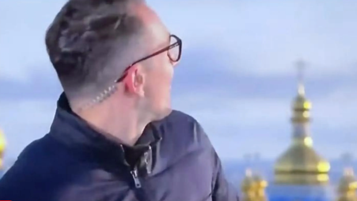 Watch: BBC correspondent taking cover during Russian missile attack on Kyiv