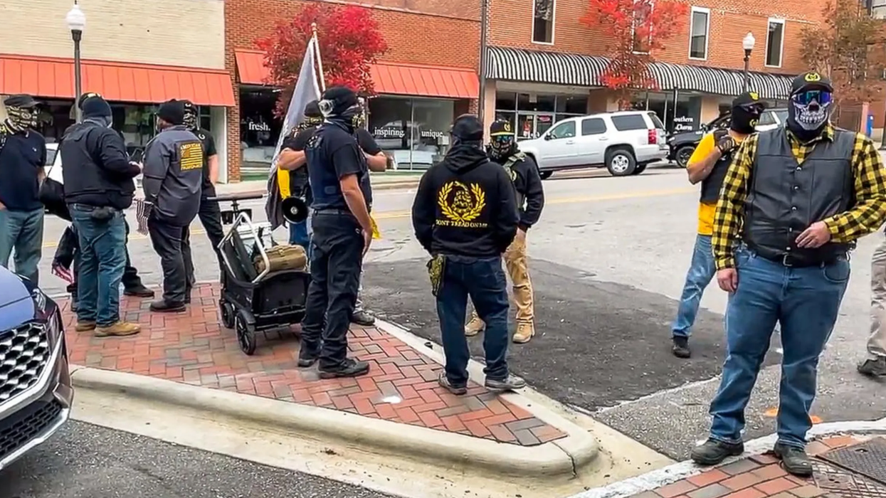 Watch: Proud Boys members harass 'groomers' at drag queen brunch in North Carolina