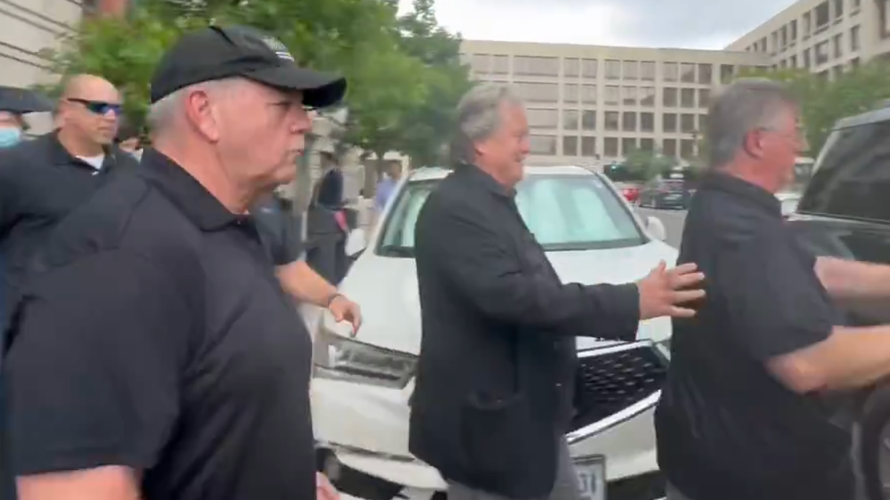'You’re going to jail': Protestor cheers after Bannon ordered to prison by July 1