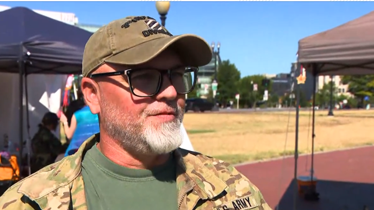 'Oh yes I can': Combat veteran charged for flag burning defends right to protest