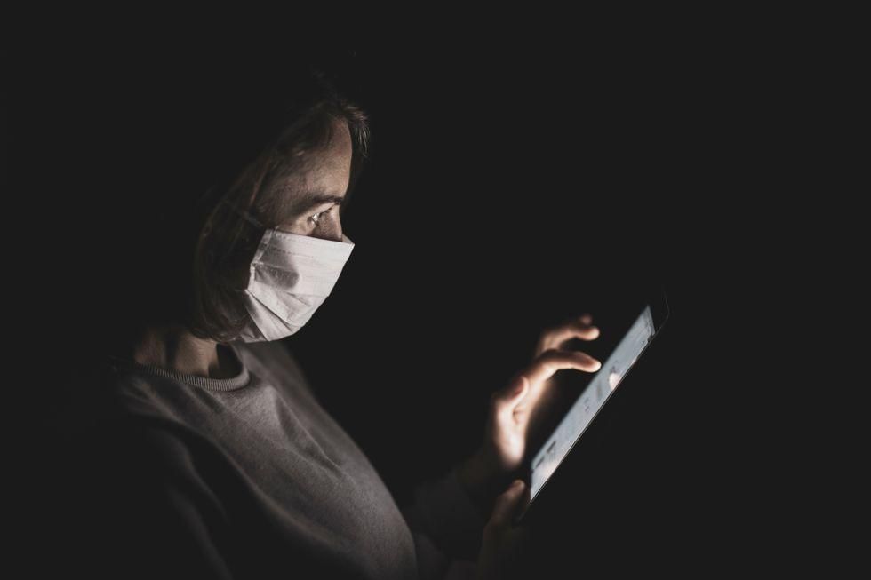 Person weras white mask to protect from Coronavirus  covid
