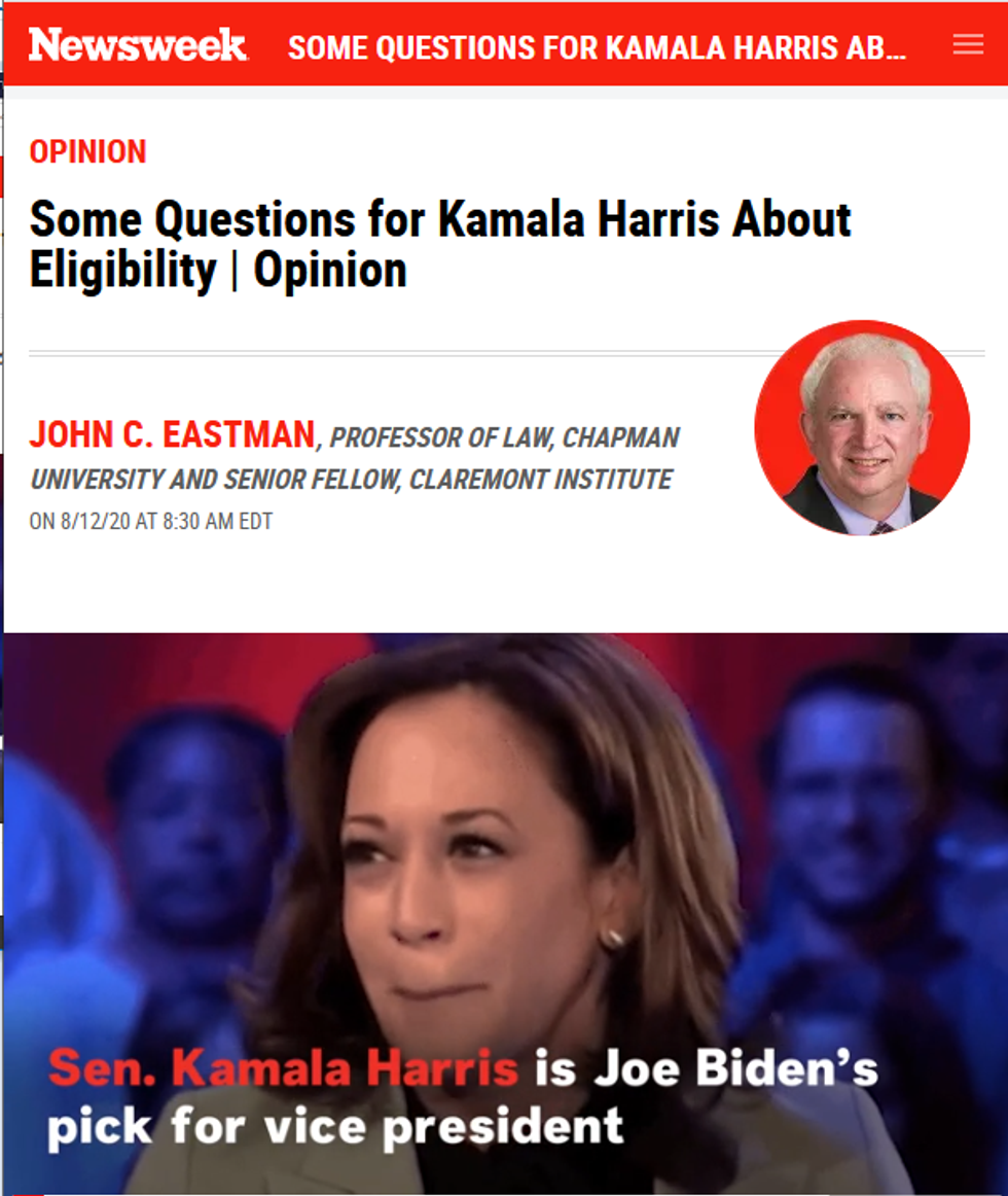 Newsweek: Some Questions for Kamala Harris About Eligibility 