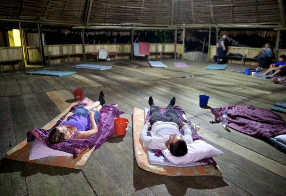 On my mat before the ayahuasca ceremony begins.  