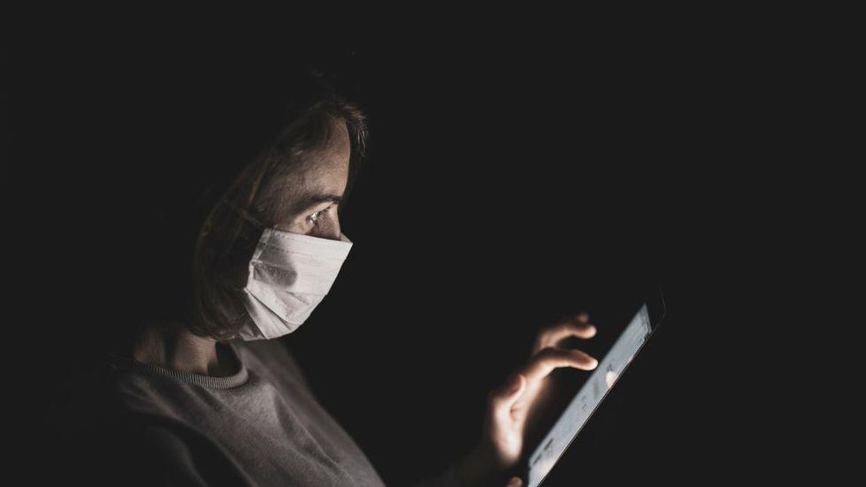 Person weras white mask to protect from Coronavirus covid