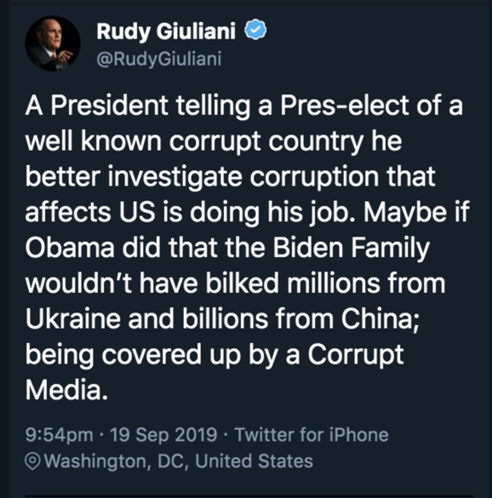 Rudy Giuliani confesses on Twitter
